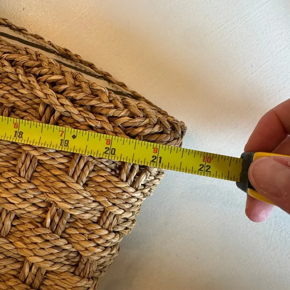 J. Crew Woven Sea Grass Tote Purse Beige Large Bag Beach Leather Handles Chic